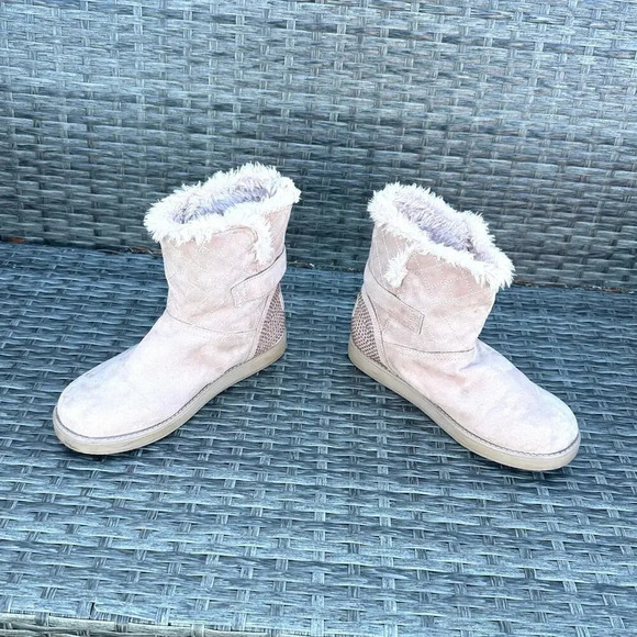 Guess Women's Quilted Suede Brown Faux Fur Lined Rhinestone Comfort Boots Size 7 - Picture 5 of 10